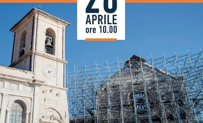 The construction site for the reconstruction of the Basilica of San Benedetto in Norcia 